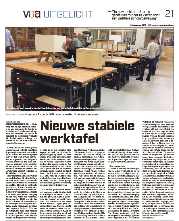 Werktafel Hooymans Mparts Easymotion