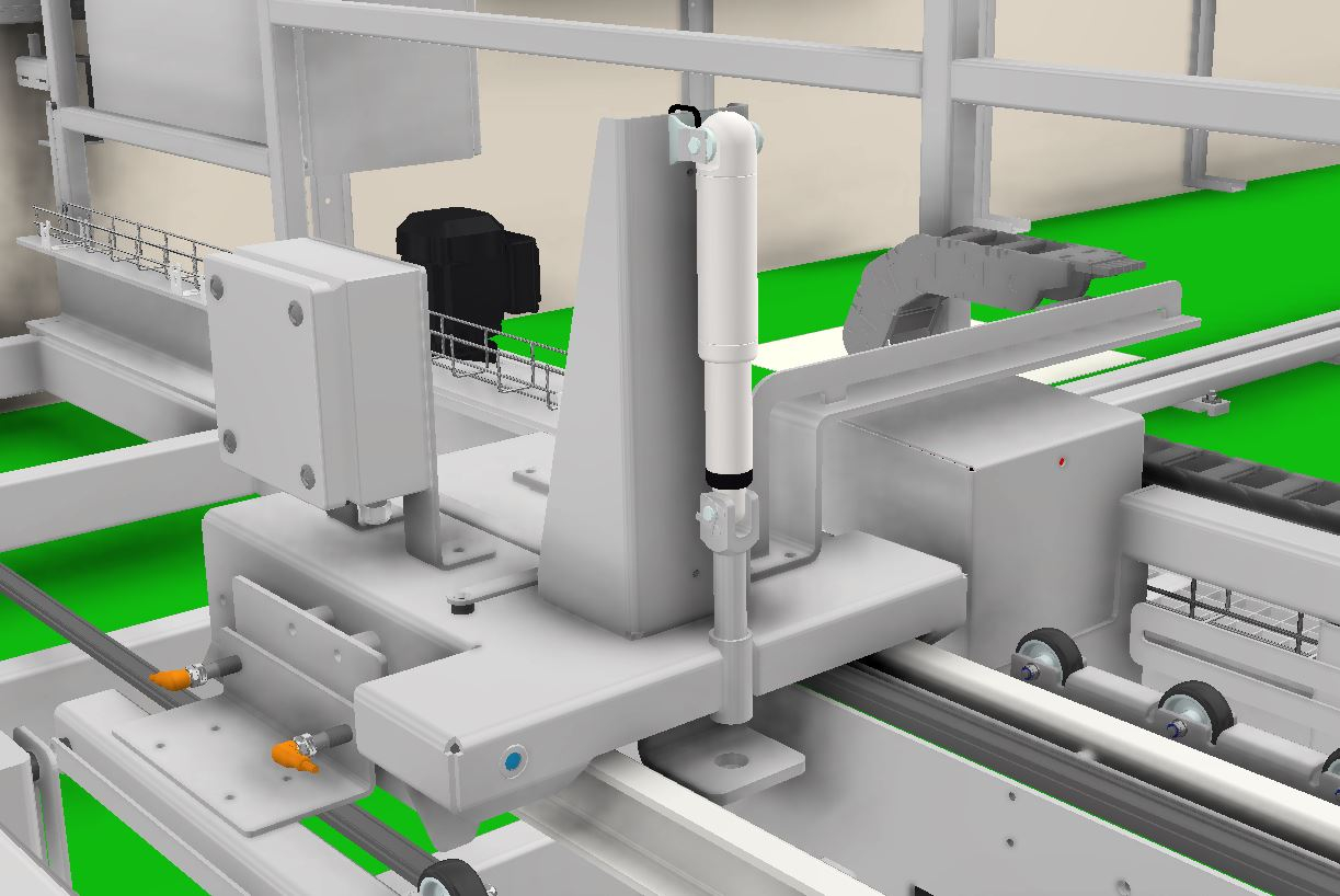 Render van de RVS actuator in het treintje van korven