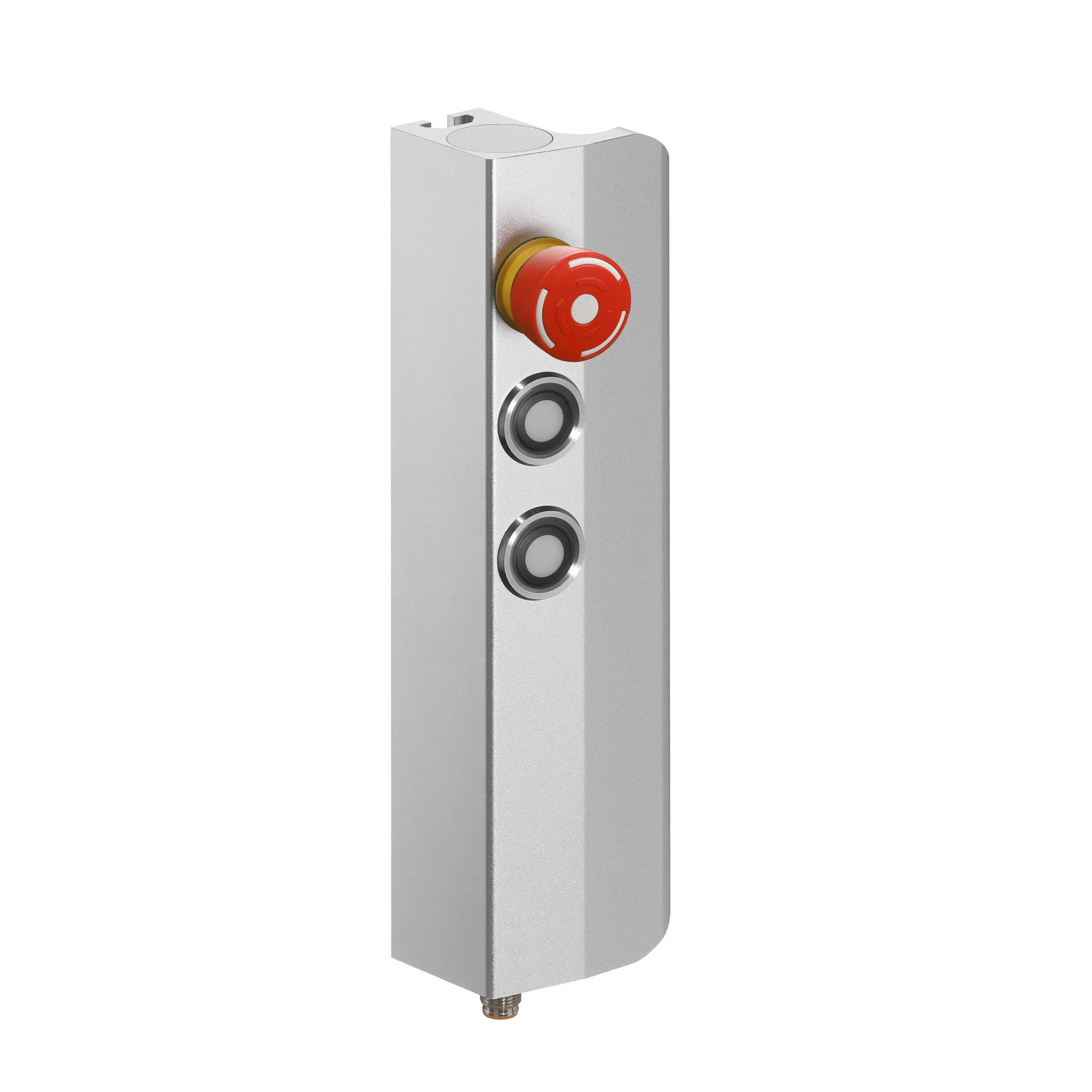 Profile handle with buttons and emergency stop.