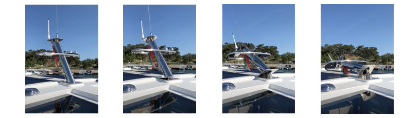 De mast van een schip wordt in positie versteld door een RVS actuator